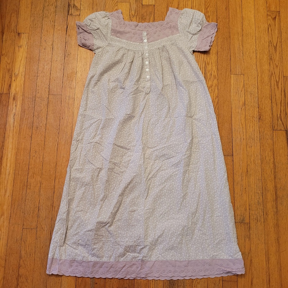 Alexander Del Rossa M Nightgown Floral Eyelet Lace Retro Cottage Regency Dress